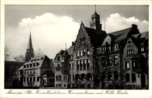 Ak Neuwied am Rhein, Kreisständehaus, Kreissparkasse, Katholische Kirche