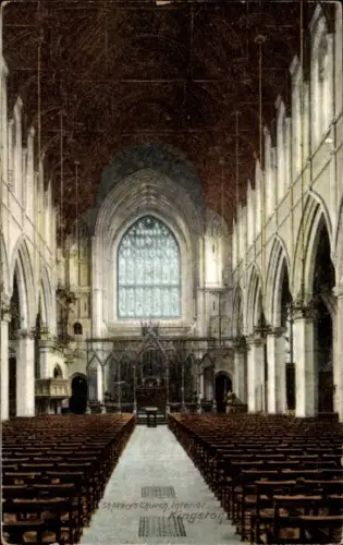 Ak Kingston upon Thames London England, St Mary's Church, Innenansicht, Kingston