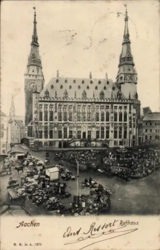 Ak Aachen,  Rathaus, Markt,  