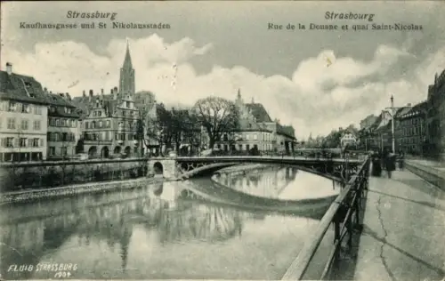 Ak Strasbourg Straßburg Elsass Bas Rhin, Kaufhausgasse und St Nikolausstaden