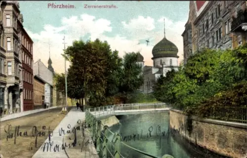 Judaika Ak Pforzheim im Schwarzwald, Zerrenerstraße, Synagoge