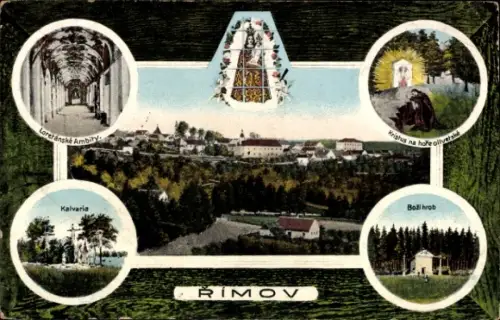 Ak Rimov Rimau Region Südböhmen, Totale, Heiligenbild, Kircheninneres