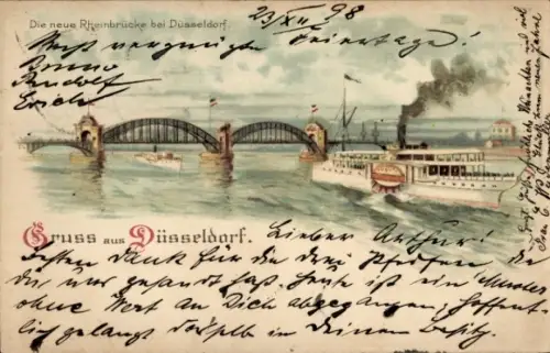 Litho Düsseldorf am Rhein, Neue Rheinbrücke