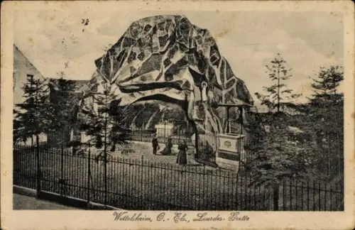 Ak Wettolsheim Elsass Haut Rhin, Lourdes Grotte