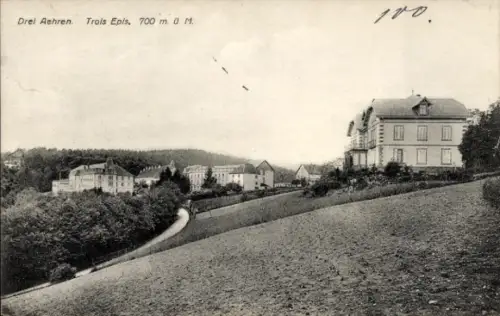 Ak Trois Épis Drei Ähren Elsass Haut Rhin, Landschaft mit Hügeln, Häusern, Wald, Beschriftung: Dr