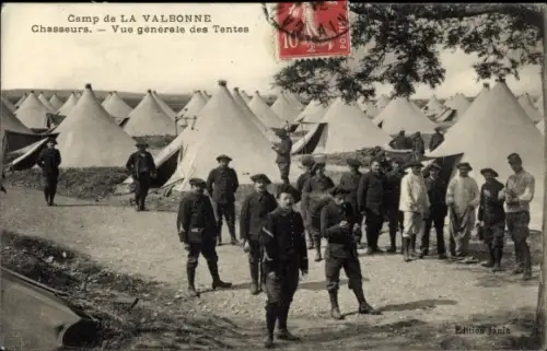 Ak La Valbonne Ain, Chasseurs, Vue generale des Tentes