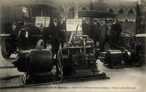 Ak Bourges Cher, Exposition automobile agricole, Maison Renaud frères, Aubard