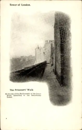 Ak Tower Hamlets London England,  The Prisoners' Walk, Innenbereich, Beauchamp Tower