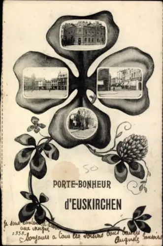 Ak Euskirchen Nordrhein Westfalen, Vorderseite: vier Fotos im Kleeblatt, Schriftzug "Porte-Bon...