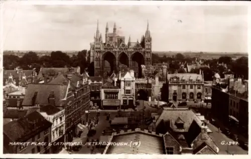 PC Peterborough Cambridgeshire England, Market Place, Cathedral