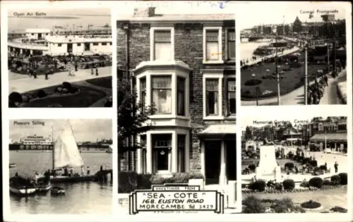 Ak Morecambe Lancaster Lancashire England, Open Air Baths, Central Promenade, Pleasure Sailing, M