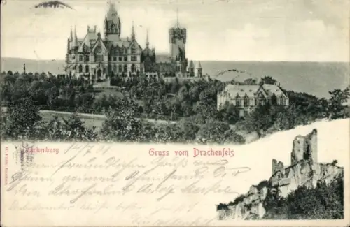 Ak Königswinter am Rhein, Drachenfels, Schloss  , Gruss vom Drachenfels