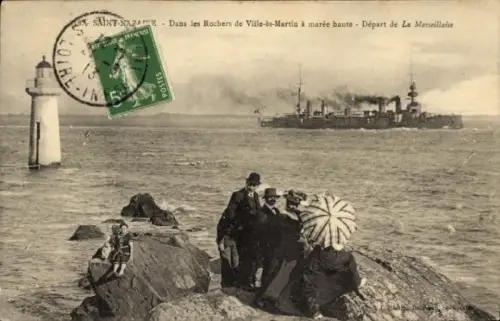 CPA Saint-Nazaire Loire Atlantique, Rochers de Ville-ès-Martin, Départ de La Marseillaise