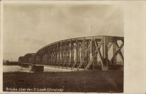 Foto Ak Ukraine, Brücke über den Slüzsch
