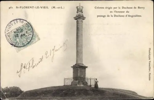 Ak Saint Florent le Vieil Maine et Loire, Denkmal für  Herzogin von Berry Maria Karolina von Neapel