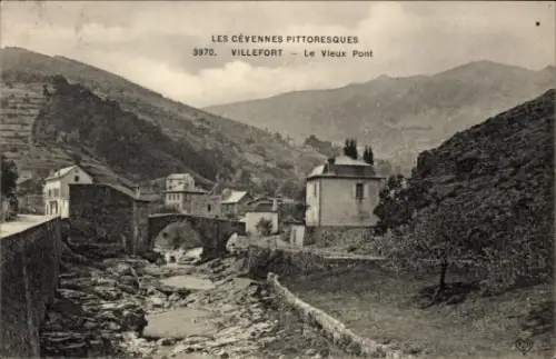 Ak Villefort Lozère, Les Cévennes pittoresques,  Le Vieux Pont, Landschaft