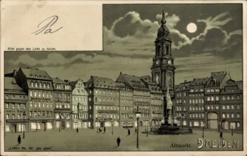 Halt gegen das Licht Litho Dresden Altstadt, Altmarkt