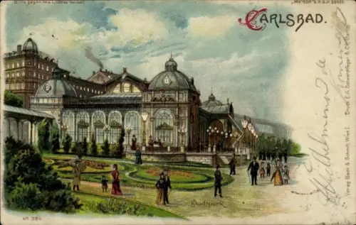 Halt gegen das Licht Litho Karlovy Vary Karlsbad Stadt, Stadtpark, Meteor