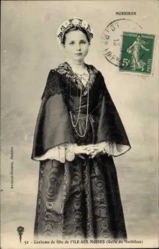 Ak Morbihan Frankreich, Junge Frau in bretonischer Tracht, Costume de Fete
