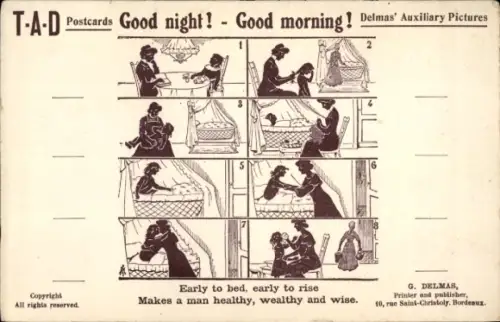 Künstler PC Delmas, G., Good night, good morning, Early to bed, early to rise makes a man healthy