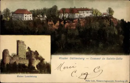 Ak Obernai Elsass Bas Rhin, Odilienberg Mont Sainte Odile, Kloster, Ruine Landsberg