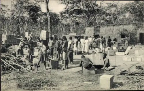 Ak Katanga DR Kongo Zaire, Händler auf dem Markt