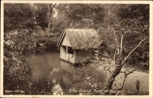 Ak Albury Surrey England, The Silent Pool,  Teich, Holzhaus, Natur