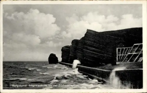Ak Nordseeinsel Helgoland,  Sturmschutz, Südwestspitze, Küste, Meer