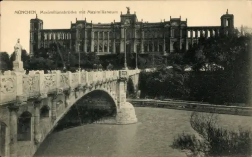 Ak München Maxvorstadt, Maximiliansbrücke, Maximilianeum, München