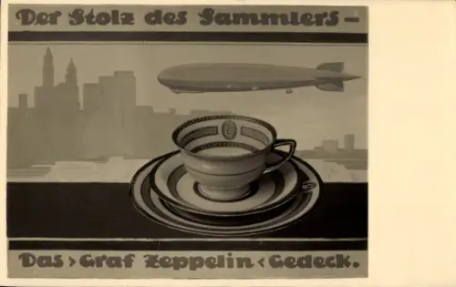 Ak Selb im Fichtelgebirge Oberfranken, Porzellanfabrik Heinrich & Co., Graf Zeppelin Gedeck