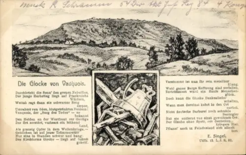 Ak Vauquois Meuse, Gedicht Die Glocke von Vauquois
