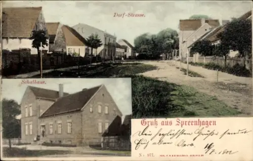 Ak Spreenhagen in Brandenburg, Dorfstraße, Schule