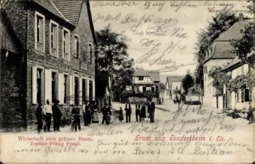 Ak Geudertheim Elsass Bas Rhin, Wirtschaft zum grünen Baum