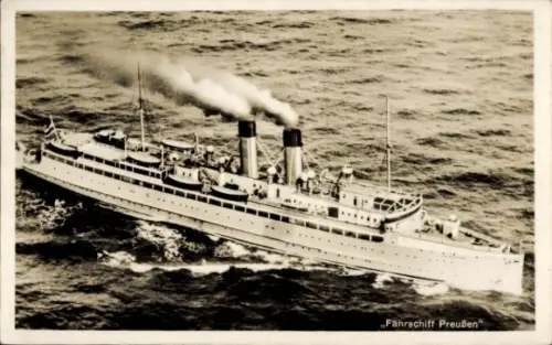 Ak Blick auf das Fährschiff Preußen auf hoher See