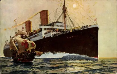Ak Dampfer Columbus, Norddeutscher Lloyd Bremen, Segelschiff