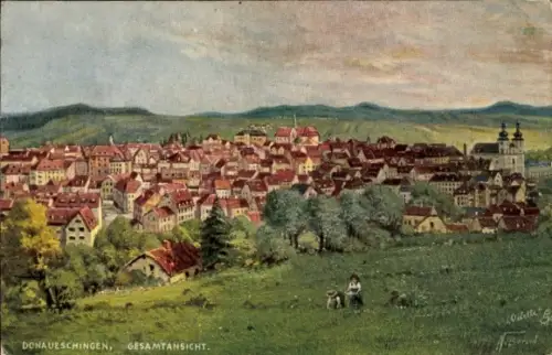 Künstler Ak Beraud, N., Donaueschingen im Schwarzwald, Gesamtansicht