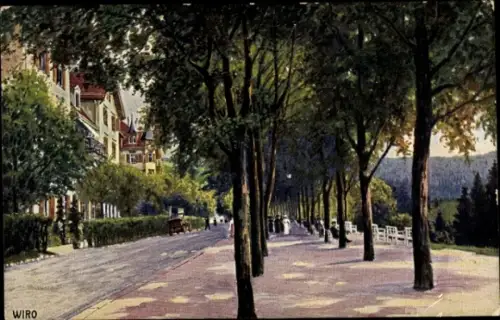 Ak Freudenstadt im Schwarzwald, Bäume, Straße, Hotel Waldeck,  Kurpromenade