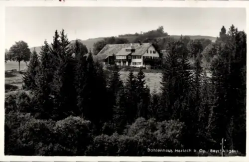 Ak Haslach Wangen im Allgäu, Dohlenhaus,  Bay. Allgäu, Wald, Berge