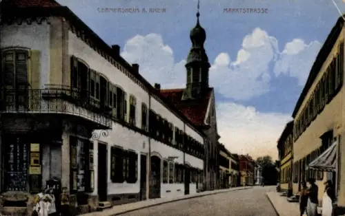Ak Germersheim am Rhein, Germersheim a. Rhein, Marktstraße, Straßenansicht,  