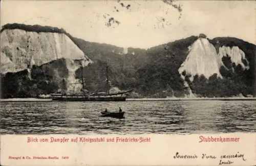 Ak Stubbenkammer Sassnitz auf Rügen, Dampfer, Königsstuhl, Friedrichs-Sicht