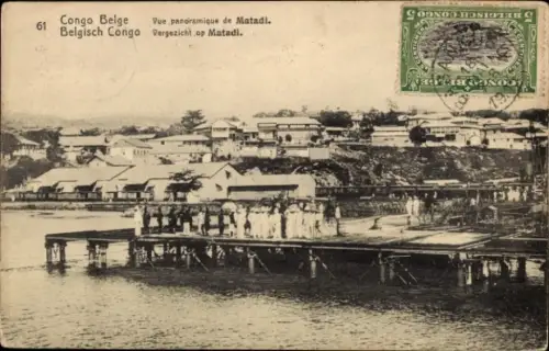 Ak Matadi DR Kongo Zaire, Panoramablick auf  Wasser, Pier, Häuser, Poststempel