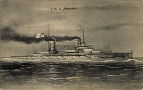 Ak Deutsches Kriegsschiff, S.M.S Kronprinz, Kaiserliche Marine