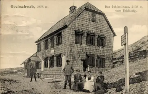 Ak Steiermark Österreich, Hochschwab,  Schiestlhaus, 2278 m, 2193 m, Personen in r Kleidung