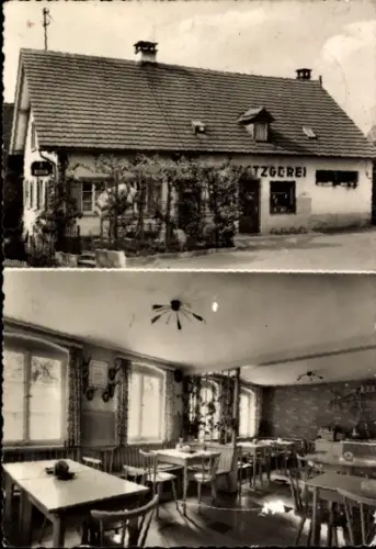 Ak Kressbronn am Bodensee, Metzgerei, Imbisstube, Ludwig Gelsinger, Gastraum, Tische, Stühle