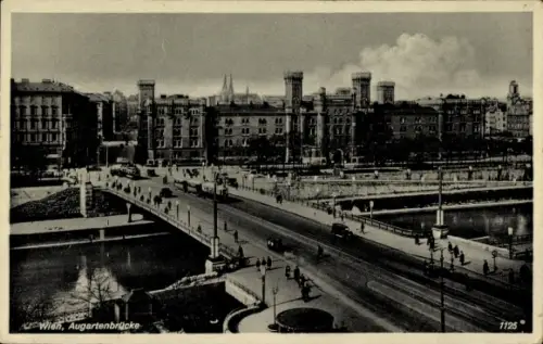 Ak Wien 2 Leopoldstadt Österreich,  Augartenbrücke, Brücke, Stadtansicht,  