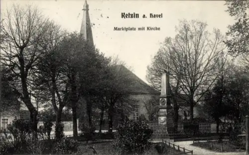 Ak Ketzin an der Havel, Marktplatz mit Kirche