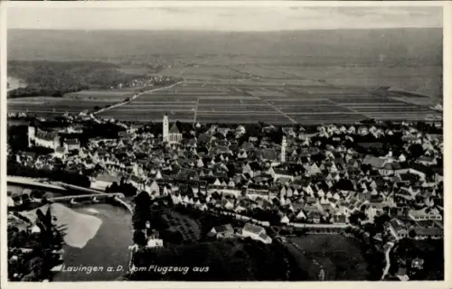 Ak Lauingen an der Donau Schwäbische Alb, Luftaufnahme