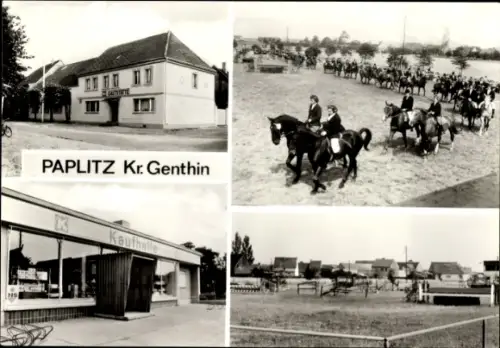 Ak Paplitz Genthin am Elbe Havel Kanal, Paplitz, Konsum-Gaststätte, Reit-Turnierplatz, Kaufhalle,
