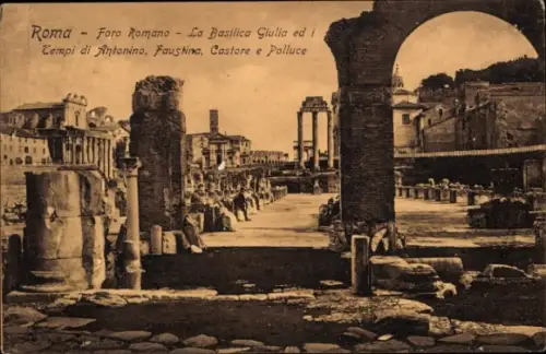 Ak Roma Rom Lazio, Foro Romano, Basilica Giulia, Tempi di Antonino