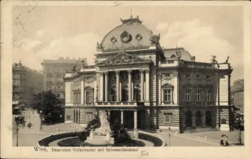 Ak Wien 1 Innere Stadt, Deutsches Volkstheater, Reimunddenkmal,  